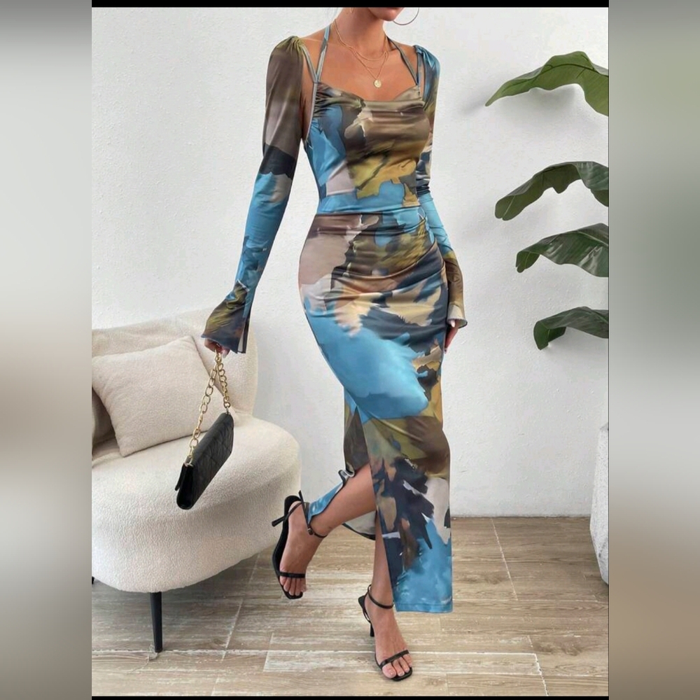 SHEIN Halter Neck, Split Thigh Dress